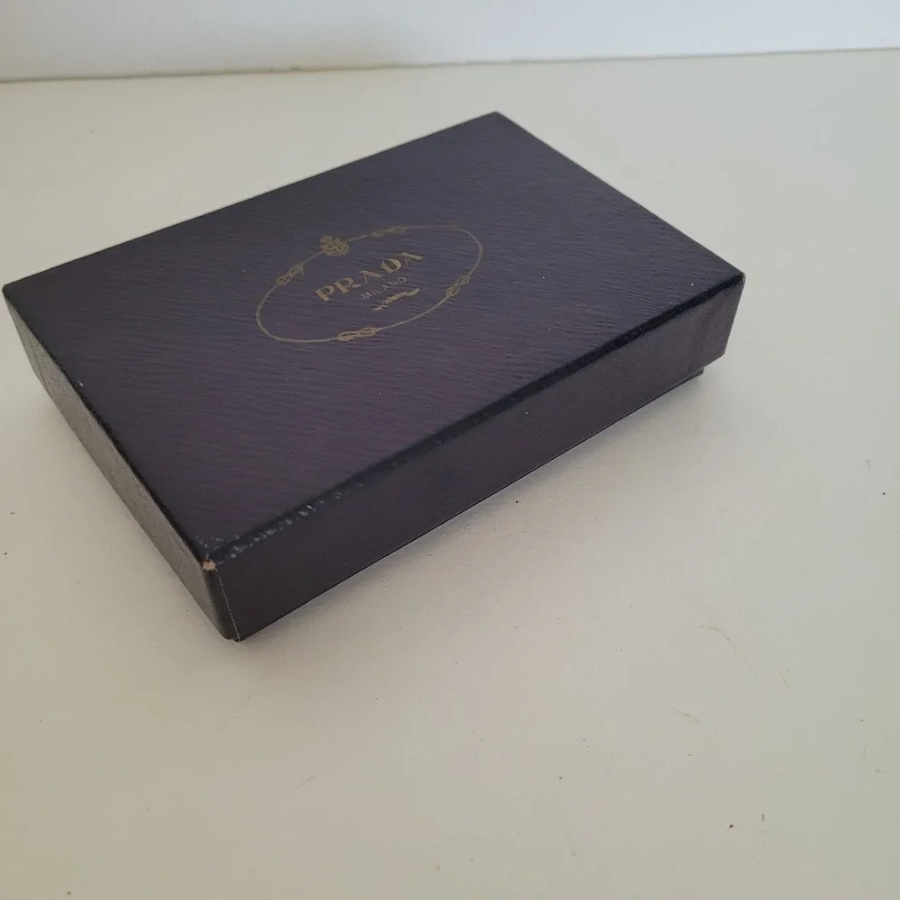 Prada Milano Luxury Storage Box Navy Blue Saffiano Small Wallet Jewelry Gift Box